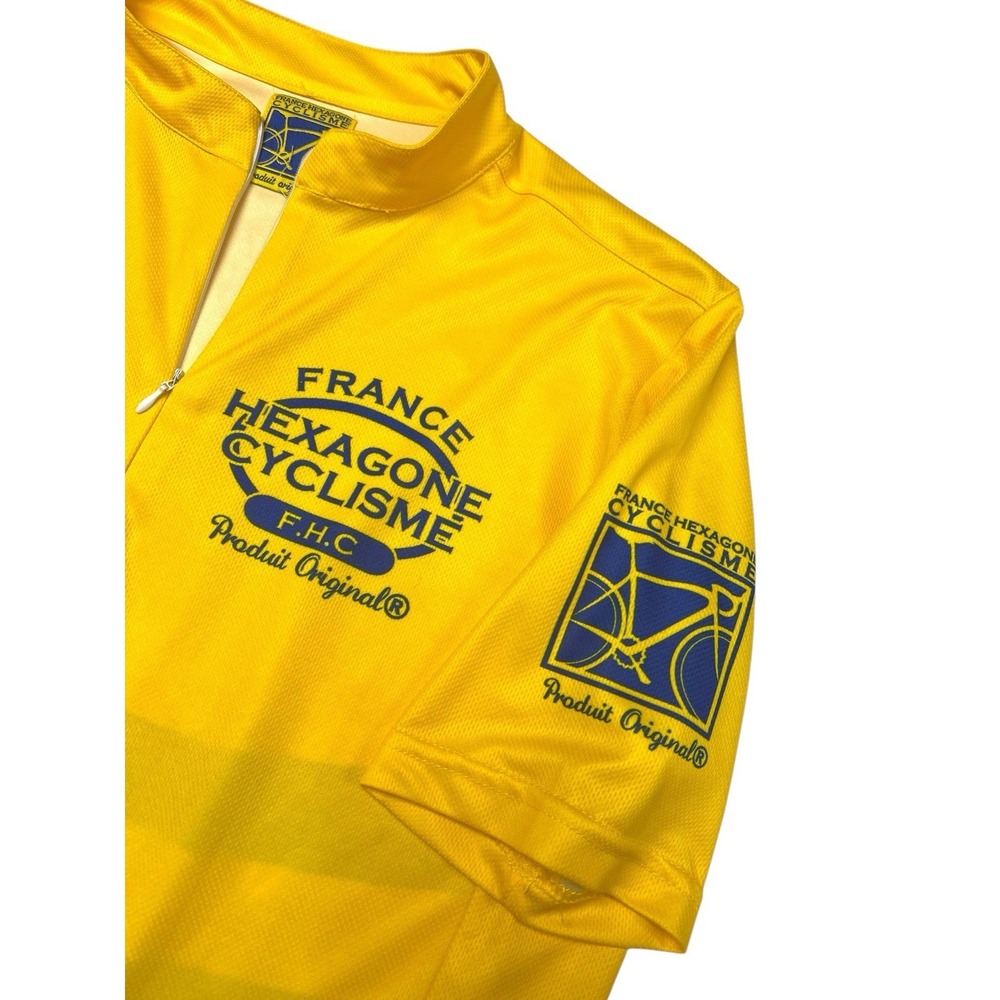 Yellow France Hexagon Cyclisme Cycling Jersey‎ 1/4 Zip Size Medium No Tag - Picture 2 of 7